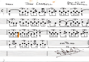 drum score for the strathspey Jane Campbell by J Reid  Maxwell 